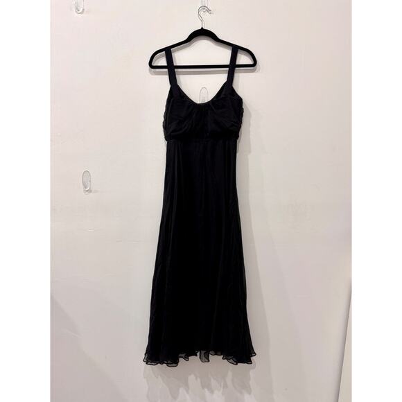 Jill Stuart 100% Silk Sleeveless Flowy Fit Chiffon Maxi Dress Black Womens Sze 2 - Picture 2 of 4